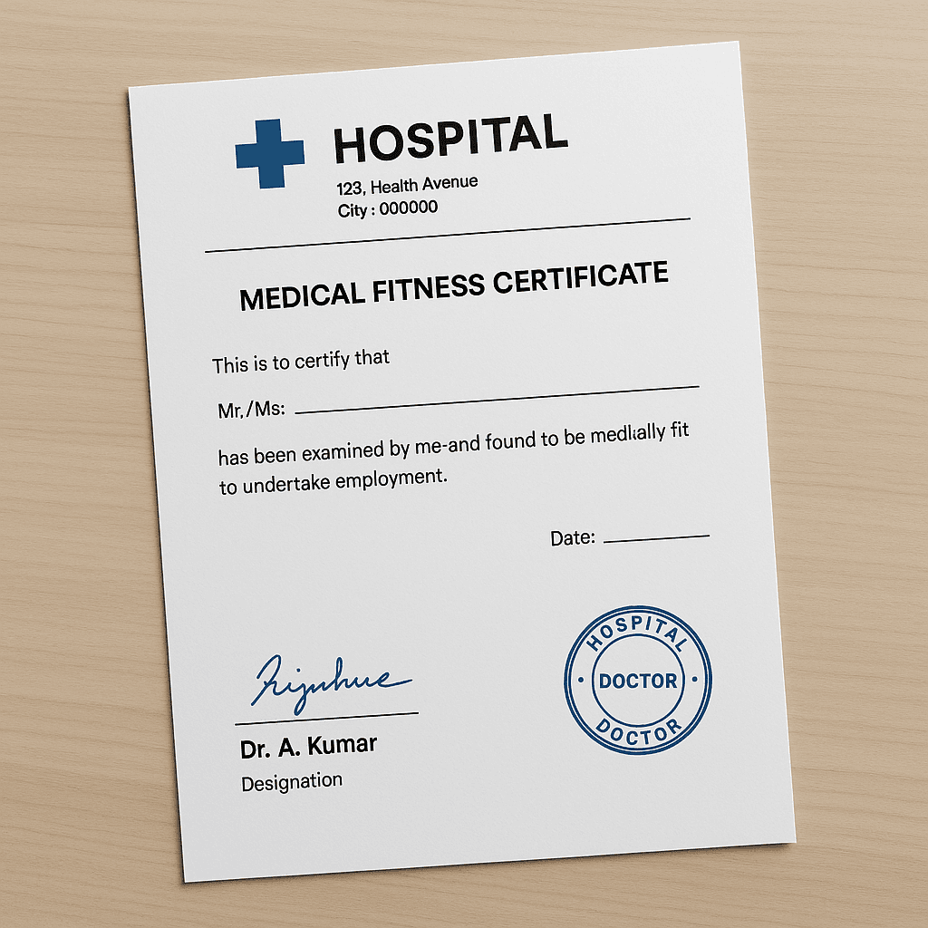 Medical Fitness Certificate